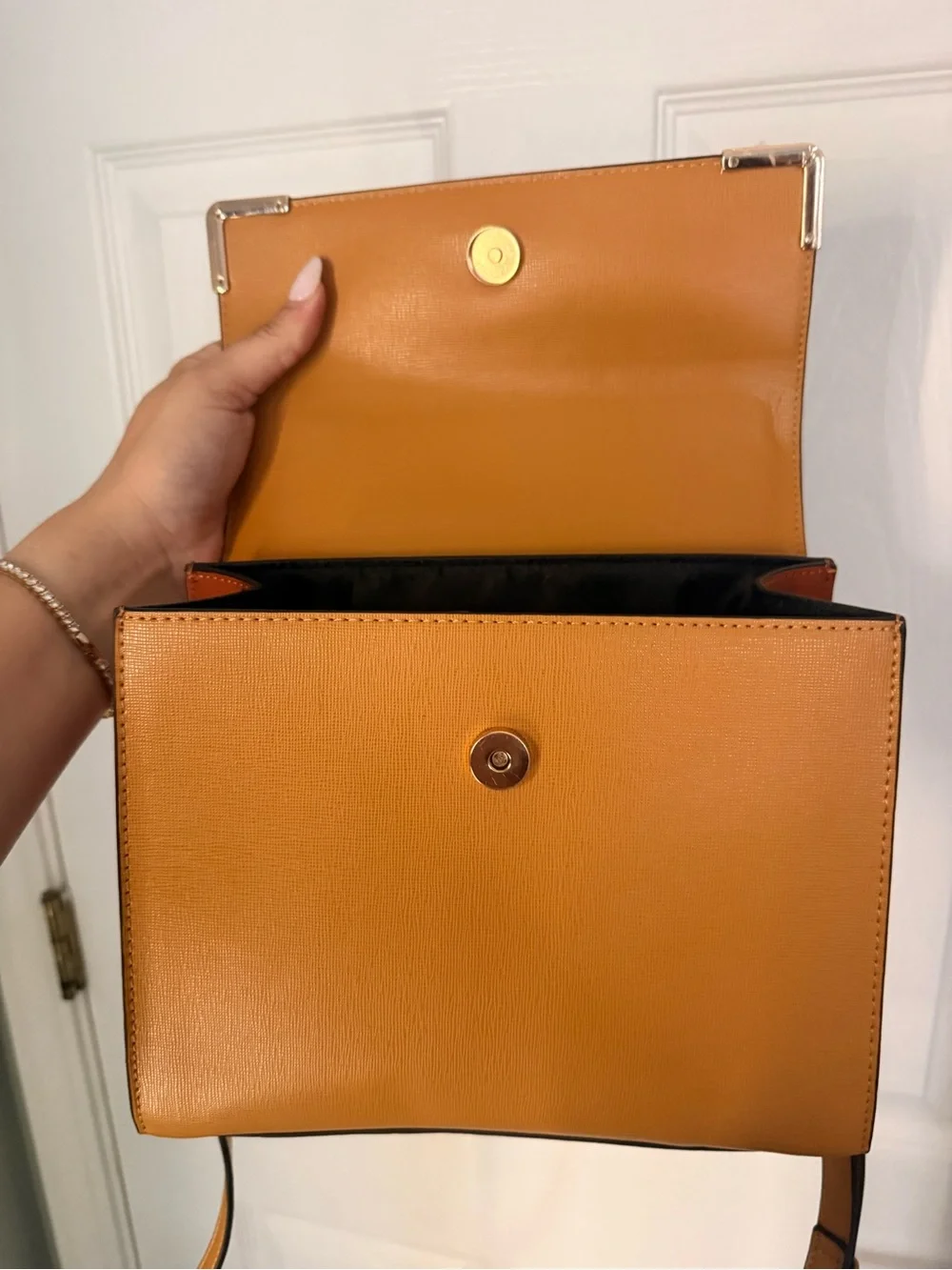 Two-Tone Taupe and Tan Leather Top-Handle Bag